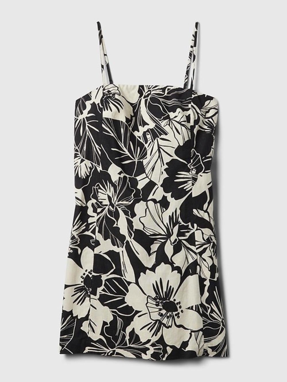 GAP Linen Blend Mini Dress - Black Floral